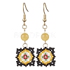 Handmade Glass Seed Beaded Window Lattice Pattern Dangle Earrings EJEW-MZ00560-04-2