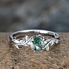 Oval & Leaf 925 Sterling Silver with Moss Agate Finger Rings FS-WGF1EFD-02-2