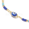 Brass Evil Eye Link Chain Bracelet with Glass Beaded for Women BJEW-JB09385-2