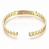 Brass Micro Pave Clear Cubic Zirconia Cuff Bangles BJEW-S142-002-NF-3