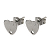 Non-Tarnish 304 Stainless Steel Heart Stud Earring Findings STAS-R063-37-1