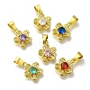 Flower Rack Plating Brass Micro Pave Cubic Zirconia Pendant KK-H485-01G-1