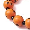 3Pcs 3 Styles Halloween Wood & Acrylic Round Beaded Stretch Bracelet Sets BJEW-JB10834-5