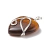 Natural Tiger Eye Pendants PALLOY-JF01663-04-2