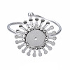 Non-Tarnish 304 Stainless Steel Open Cuff Finger Ring Cabochon Settings LS-STAS-T060-14P-1