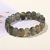 Natural Labradorite Oval Bead Stretch Bracelets for Men Women PW-WG50701-10-1