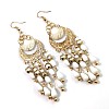 Bohemian Style Alloy Resin Moon with Teardrop Tassel Dangle Earrings FS-WG624F3-01-1