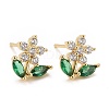 Cubic Zirconia Flower of Life Stud Earrings X-EJEW-G288-22G-1