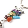 Flat Round with Tree of Life Natural & Synthetic Mixed Stone Chips & Brass Pendant Keychain KEYC-JKC00358-6