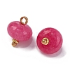 Natural White Jade Dyed Saucer Charms with Rack Plating Golden Tone Brass Bails KK-B103-17B-06-2