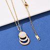 304 Stainless Steel Roman Numeral 3 Ring Pendant Necklaces NJEW-V001-06P-01-4