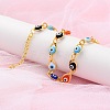 Evil Eye Brass Link Bracelets for Woamn BJEW-S157-05G-3