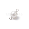 Shell Pearl Round Connector Charms PALLOY-JF04477-02-5