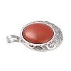 Natural Red Jasper Pendants with Hollow Platinum Brass Findings G-P448-A17-P-4