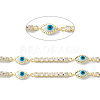 Brass Acrylic Evil Eye Link Chains with Cubic Zirconia CHS-P016-18G-2