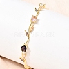 Leaf Brass Micro Pave Cubic Zirconia Link Chain Bracelets for Women BJEW-D455-01G-05-1