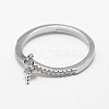 Rhodium Plated 925 Sterling Silver Finger Ring Components STER-F026-84P-3