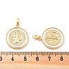 Rack Plating Brass Pave Shell Flat Round Pendants KK-C063-17G-3