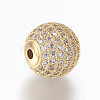 Brass Micro Pave Cubic Zirconia Beads ZIRC-E134-12mm-04G-2