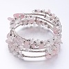 Five Loops Wrap Rose Quartz Beads Bracelets X-BJEW-JB02589-01-1