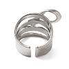 Brass Bowknot Wide Open Cuff Rings for Women RJEW-B062-04P-3
