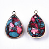 Teardrop Assembled Synthetic Turquoise and Natural Regalite/Imperial Jasper Pendants G-N330-20B-2