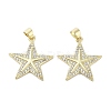 Rack Plating Star Brass Micro Pave Cubic Zirconia Pendants KK-E102-11G-1