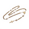 304 Stainless Steel Rosary Bead Necklaces for Easter NJEW-L159-04G-1