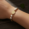 Imitation Pearl and Brass Saint Benedict Braided Bead Bracelets KP6024-3
