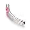 304 Stainless Steel Polymer Clay Rhinestone Curved Tube Links connectors STAS-E477-18A-2