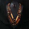 Bohemian Style Wood Beaded Multilayer Necklaces & Dangle Earrings Sets WG93846-05-1