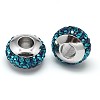 Rondelle 304 Stainless Steel Polymer Clay Rhinestone European Beads GPDL-P003-07-1