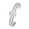 304 Stainless Steel Blank Cuff Bangle Bases with Flat Round Tray SA-CBA82C8-05B-P-1