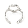 Non-Tarnish 304 Stainless Steel Heart Open Cuff Ring for Women RJEW-I085-11P-3