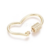 Brass Micro Pave Clear Cubic Zirconia Screw Carabiner Lock Charms ZIRC-L085-05G-2