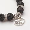 Natural Lava Rock & Gemstone Bead Charm Bracelets BJEW-JB02601-01-2