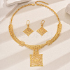 Vintage Alloy Hollow Square Pendant Necklace & Earrings Sets for Women OH7924-5