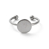 Non-Tarnish Adjustable 304 Stainless Steel Finger Rings Components STAS-K278-04C-P-3