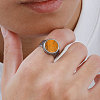 304 Stainless Steel with Natural Tiger Eye Finger Rings for Men FS-WGE1297-01-2