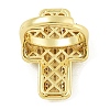 Cross Brass with Cubic Zirconia Open Cuff Rings RJEW-U011-09G-01-3