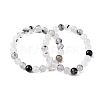 Natural Tourmalinated Quartz Round Beaded Stretch Bracelets for Men Women BJEW-G743-01C-4