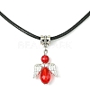 Angel Shape Alloy with Glass Pendant Necklaces NJEW-JN04560-05-1