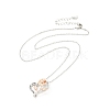 Clear Cubic Zirconia Heart with Rose Pendant Necklace NJEW-F293-01E-RG-2