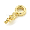 Rack Plating Brass Pave Colorful Cubic Zirconia Flower European Dangle Charms KK-Z067-34G-2