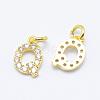 Brass Micro Pave Grade AAA Cubic Zirconia Charms ZIRC-P067-11G-Q-NR-1