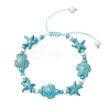 Starfish & Turtle Synthetic Turquoise Beads Braided Bead Bracelets for Women BJEW-JB12130-02-2