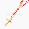 304 Stainless Steel Rosary Bead Necklaces NJEW-F240-03G-3