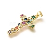 Rack Plating Brass Micro Pave Cubic Zirconia Pendants KK-L226-005G-07-2