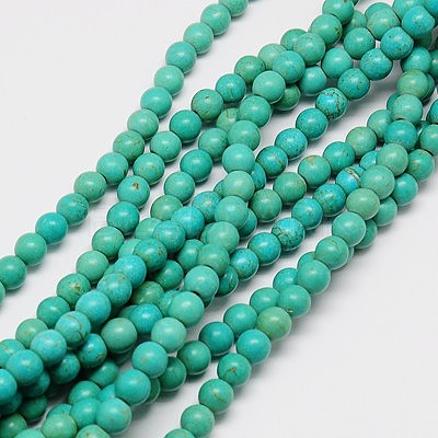 1 Strand Synthetic Turquoise Round Beads Strands X-TURQ-G106-8mm-02D-1