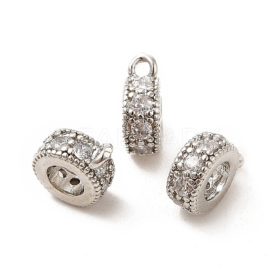 Rack Plating Brass Micro Pave Cubic Zirconia Tube Bails KK-E081-08P-1